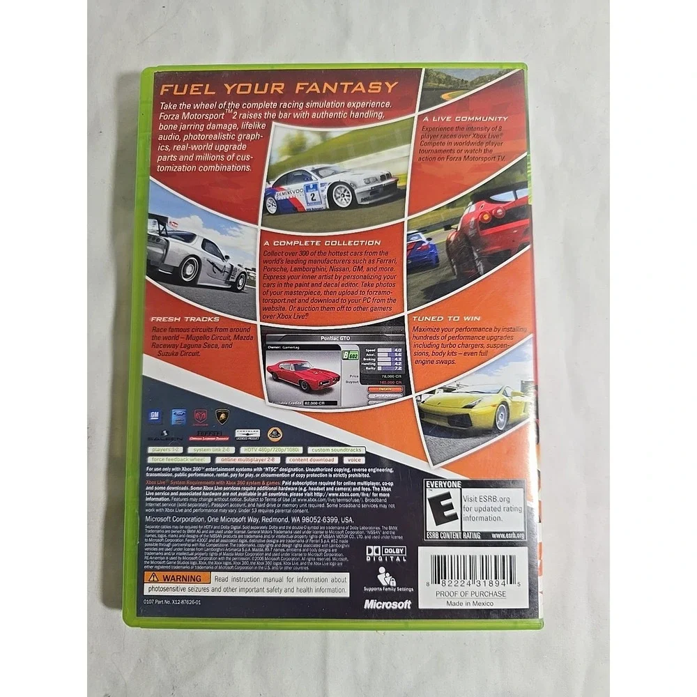 Forza Motorsport 2 (Microsoft Xbox 360, 2007) Video Game Complete CIB‎